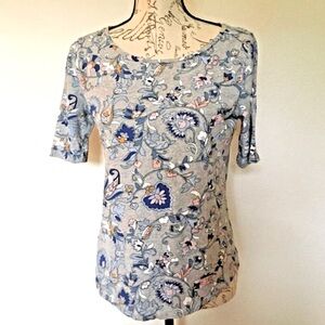 LOFT Vintage 100% Cotton Crewneck Soft Floral T-Shirt